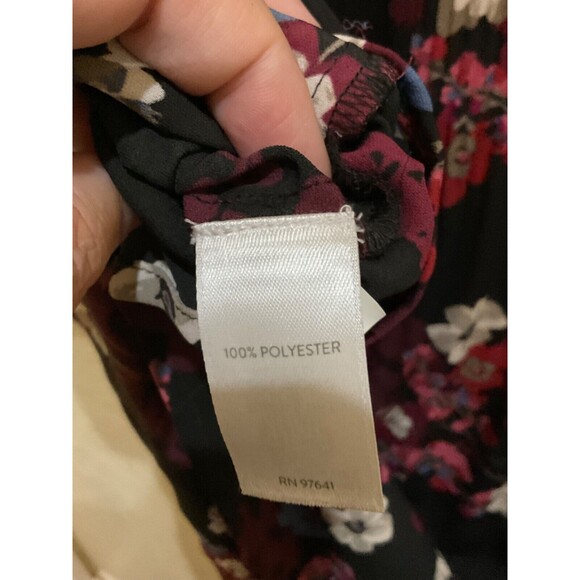 J. Jill Wearever Collection Floral Pleated Semi Sheer Long Sleeve Blouse Top S - Picture 4 of 6